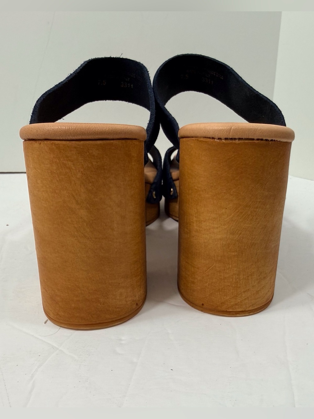 Ilaria Sartori Women’s Navy Suede Platform Clog Mules - Picture 4 of 9